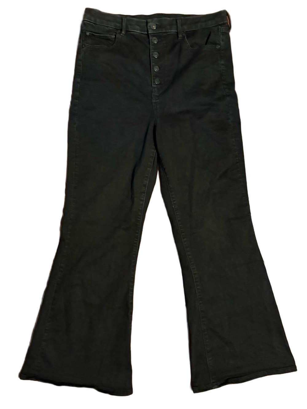 American Eagle Curvy Highest Rise Flare Black Jeans 16 Regular
